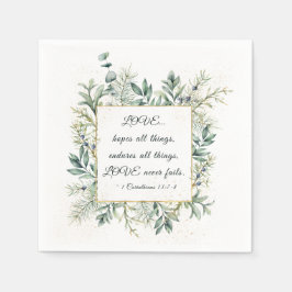 Guardanapo De Papel 1 Corinthians 13:7-8 Elegante Greenery de inverno