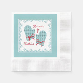 Guardanapo De Papel 1st Christmas Mittens Red Bow Holiday