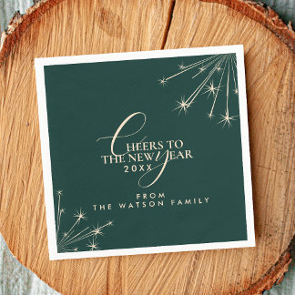 Guardanapo De Papel 2026 Happy New Year Classy Modern Typography Green