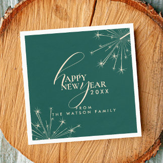 Guardanapo De Papel 2026 Happy New Year Classy Modern Typography Teal