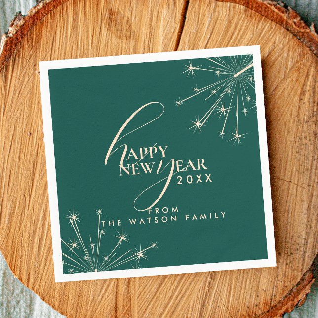 Guardanapo De Papel 2026 Happy New Year Classy Modern Typography Teal (Criador carregado)