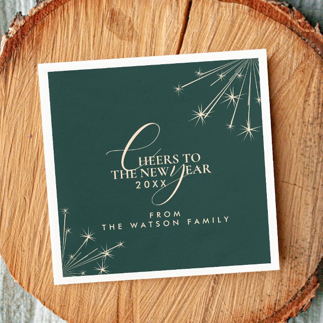 Guardanapo De Papel 2026 New Year Classy Modern Typography Green (Criador carregado)