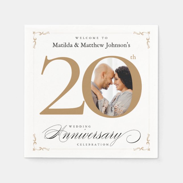 Guardanapo De Papel 20 da Clássica Caligrafia Branco Dourado (Frente)