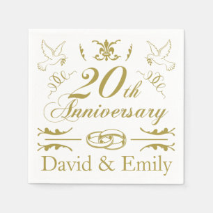 Guardanapo De Papel 20o aniversário de casamento personalizado