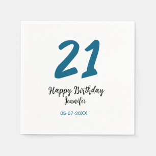 Guardanapo De Papel 21 anos negrito - letra azul simples mínimo