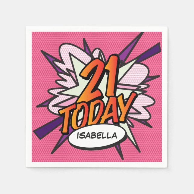 Guardanapo De Papel 21 HOJE Divertido Retrorista Pink (Frente)