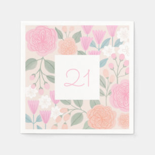 Guardanapo De Papel 21 Ilustração Bonito de Pêssego Rosa Floral de 