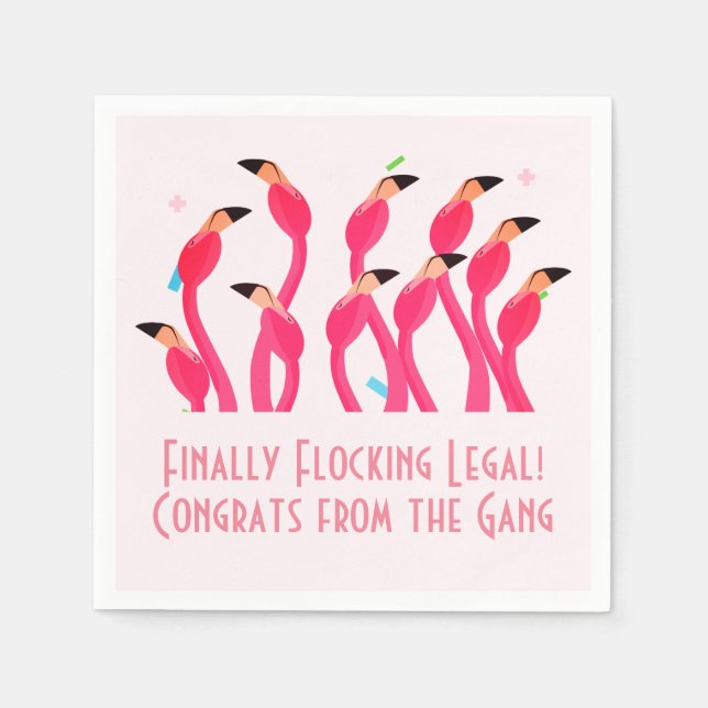 Guardanapo De Papel 21st Birthday Finally Flocking Legal Flamingos (Frente)