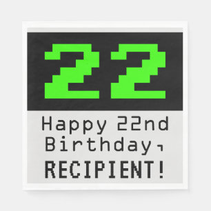 Guardanapo De Papel 22º Aniversário - Estilo Nerdy / Geeky "22" & No
