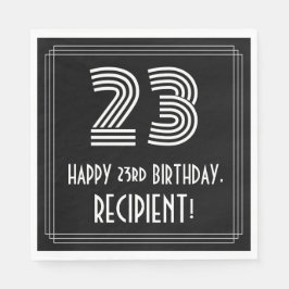 Guardanapo De Papel 23.º Aniversário: Art Deco Inspirou "23" + Nome