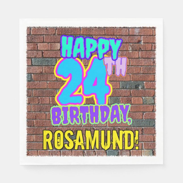 Guardanapo De Papel 24º aniversário ~ Divertido, Grafite Urbano Inspir (Frente)