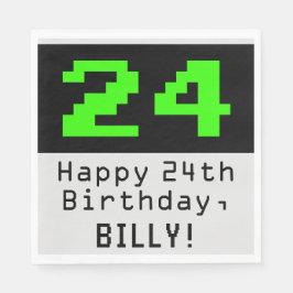 Guardanapo De Papel 24.º aniversário - Estilo Nerdy / Geeky "24" & Nom