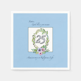 Guardanapo De Papel 25 aniversário da Católica Nun Wreath e Silver