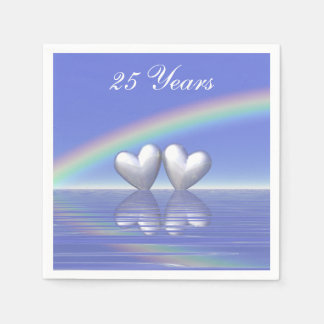 Guardanapo De Papel 25 Anniversário do Silver Hearts