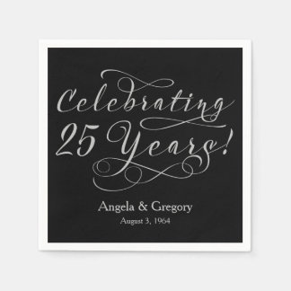 Guardanapo De Papel 25 personalizado Aniversário de Casamento de Prata