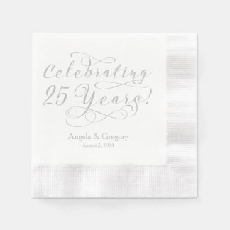 Guardanapo De Papel 25 personalizado Aniversário de Casamento Silver W