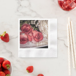 Guardanapo De Papel 2686- Rosas de Casamento Vermelho e Branco com Ané