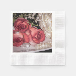 Guardanapo De Papel 2686- Rosas de Casamento Vermelho e Branco com Ané