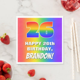 Guardanapo De Papel 26th Birthday: Colorful, Fun Rainbow Pattern # 26