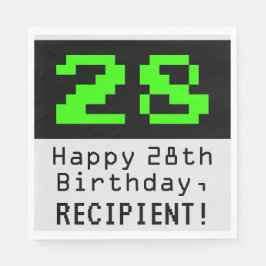Guardanapo De Papel 28º aniversário - Estilo Nerdy / Geeky "28" & Nome