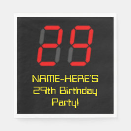 Guardanapo De Papel 29.º aniversário: Estilo de Relógio Digital Vermel
