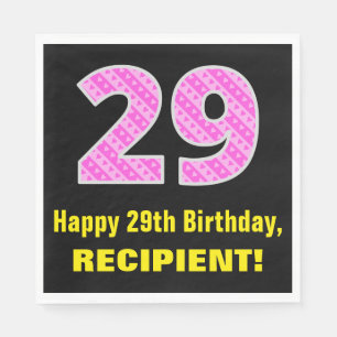 Guardanapo De Papel 29.o aniversário: Listras e Corações Rosa "29"
