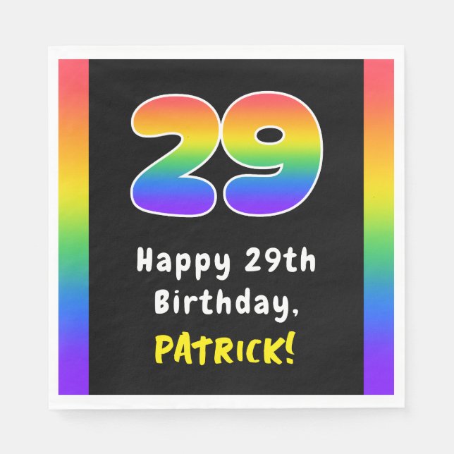 Guardanapo De Papel 29th Birthday: Rainbow Spectrum # 29, Custom Name (Frente)