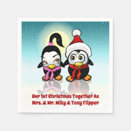 Guardanapo De Papel 2 Pássaros de Amor Polares Celebrando o Natal