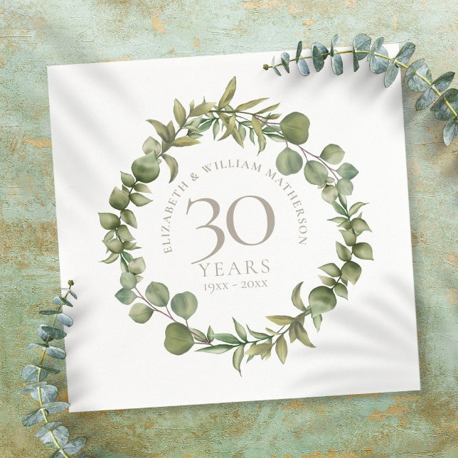 Guardanapo De Papel 30º Aniversário de Casamento Pérola com Verde Flor (Criador carregado)