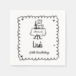 Guardanapo De Papel 30 de Coquetel de Escrivação à Mão, aniversário de