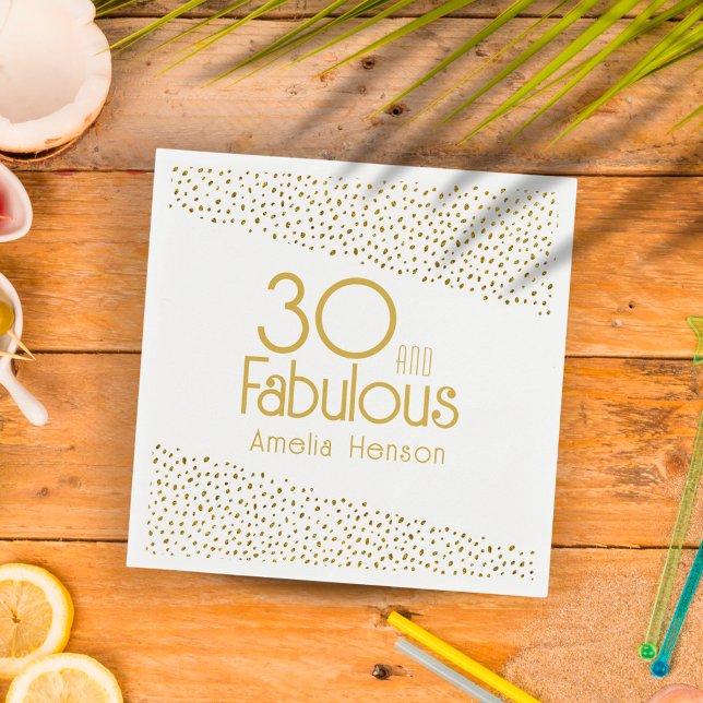 Guardanapo De Papel 30 e Fabuloso aniversário de 30 anos Dourado (Criador carregado)
