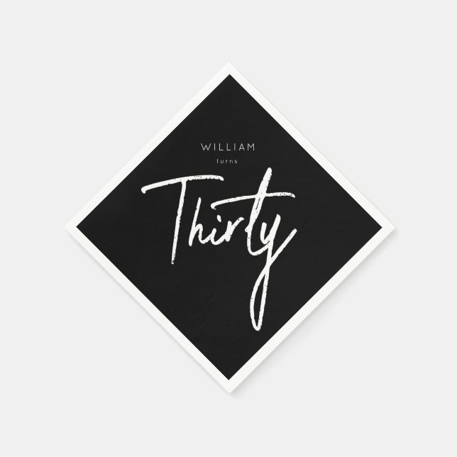 Guardanapo De Papel 30 Preto Moderno Trinta e Trinta festas de anivers (Canto)