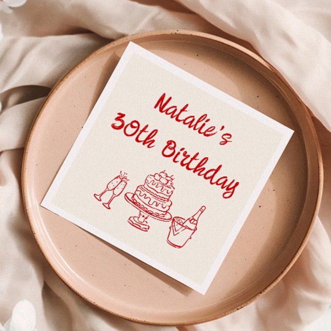 Guardanapo De Papel 30 Retros - Champanhe De Bolo Desenhado À Mão - An (Criador carregado)