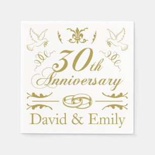 Guardanapo De Papel 30o aniversário de casamento personalizado