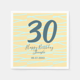 Guardanapo De Papel 30th birthday add name date year yellow blue paste