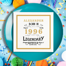 Guardanapo De Papel 30th Birthday Born 1996 White Gold Legend