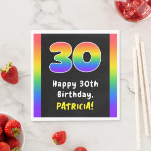 Guardanapo De Papel 30th Birthday: Rainbow Spectrum # 30, Custom Name