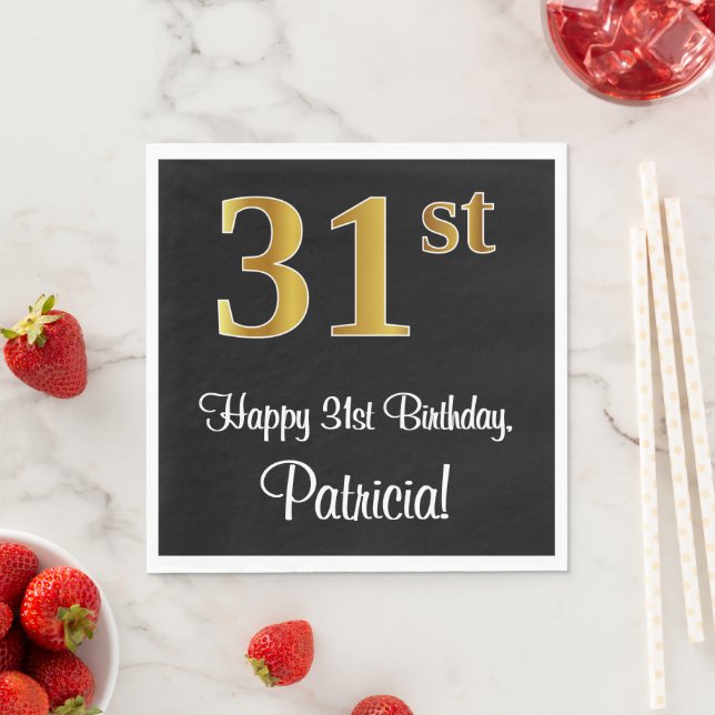 Guardanapo De Papel 31º Aniversário ~ Legant Luxurious Faux Dourado Lo (Insitu)