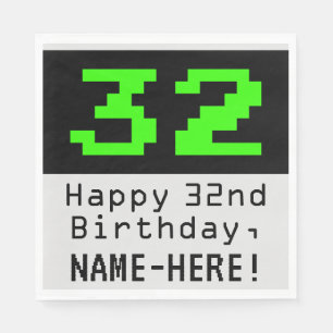 Guardanapo De Papel 32º Aniversário - Estilo Nerdy / Geeky "32" & No