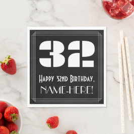 Guardanapo De Papel 32.º Aniversário: Art Deco Inspirou "32" + Nome