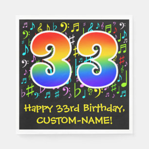 Guardanapo De Papel 33º aniversário - Símbolos de música coloridos