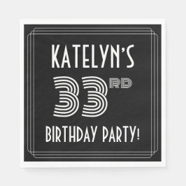 Guardanapo De Papel 33.a Festa de aniversário: Estilo de Deco da Arte