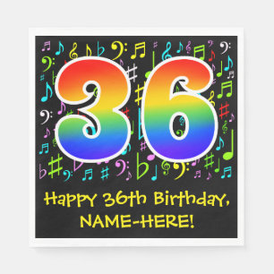 Guardanapo De Papel 36º aniversário - Símbolos de música coloridos