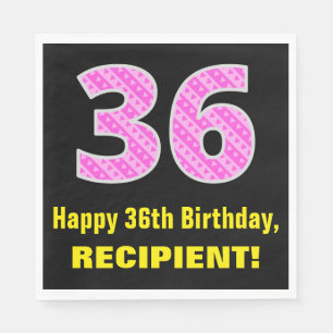Guardanapo De Papel 36.o aniversário: Listras e Corações Rosa "36"