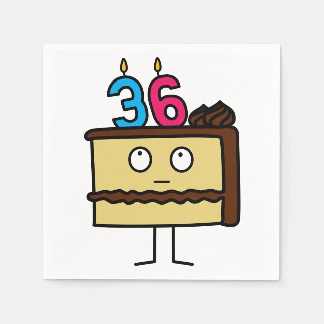 Guardanapo De Papel 36th Bolo de aniversário com velas (Frente)