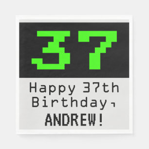 Guardanapo De Papel 37º aniversário - Estilo Nerdy / Geeky "37" & No
