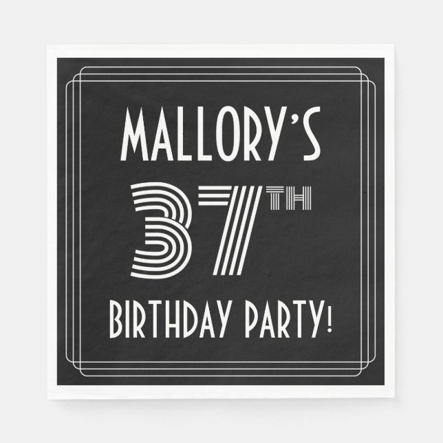 Guardanapo De Papel 37.a Festa de aniversário: Estilo de Deco de Arte  (Frente)