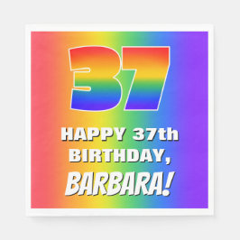 Guardanapo De Papel 37th Birthday: Colorful, Fun Rainbow Pattern # 37