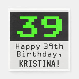Guardanapo De Papel 39º aniversário - Estilo Nerdy / Geeky "39" & No