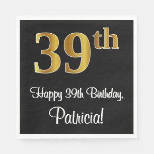 Guardanapo De Papel 39º aniversário ~ Legant Luxurious Faux Dourado Lo